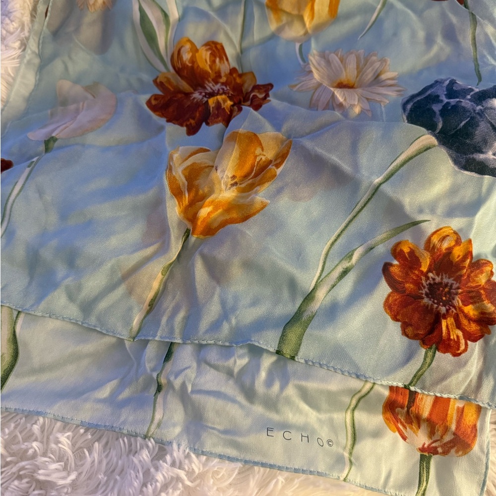 Signature by Echo Blue and Brown Floral Scarf - Picture 4 of 6